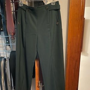 Carven forest green front slit pants trousers capri crop